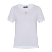 T-shirt met logo-vormige applicatie Dolce & Gabbana , White , Dames