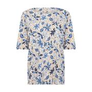 Blauw Bloemenprint Shirt Soyaconcept , Multicolor , Dames