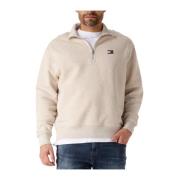 Beige Badge Zip Sweater voor Heren Tommy Jeans , Beige , Heren