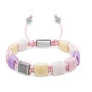 Women's Cream, White, Lavender & Soft Pink Ceramic Flatbead Bracelet w...