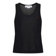 Zwarte Mouwloze Top met Rode Borduursels Victoria Beckham , Black , Da...