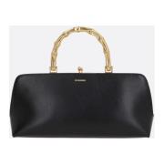 Zwarte leren handtas met gouden hardware Jil Sander , Black , Dames