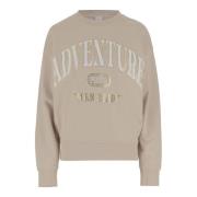 Logo Print Katoenen Sweatshirt Beige Pinko , Beige , Dames