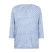 Blauw Bloemig Shirt met V-Hals Soyaconcept , Blue , Dames