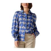 Blouse met twee tinten print Stijlvol veelzijdig Summum Woman , Blue ,...