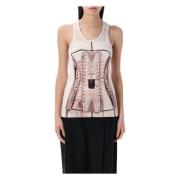 Dusty Pink Trompe l'Oil Corset Tank Top Jean Paul Gaultier , Pink , Da...