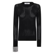 Nylon/Katoen Crewneck Langemouw Top Golden Goose , Black , Dames