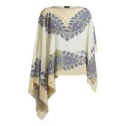 Witte Zijden Paisley Print Poncho Etro , Multicolor , Dames