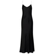 Zwarte Satijnen Maxi Slipjurk - Tijdloze Elegantie Twinset , Black , D...