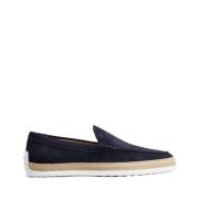 Blauwe Suède Instap Sandalen met Raffia Weving Tod's , Blue , Heren