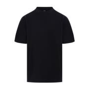 Zwarte T-shirt met textuur en hoge-lage zoom Cfcl , Black , Heren