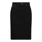 Zwarte Denim Rok met Logodetails Dolce & Gabbana , Black , Dames