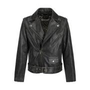 Vintage Leren Bikerjack Verstelbare Details Golden Goose , Black , Her...