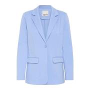 Blauwe Blazer Jas Lange Mouwen Ichi , Blue , Dames