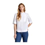 Korte mouw Koreaanse kraag overhemd Fay , White , Dames