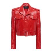 Lakleren mini monogram jas Balmain , Red , Heren