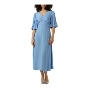 Mediterrane Blauwe Midi Jurk Pom Amsterdam , Blue , Dames