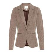 Elegante Jacquard Blazer Jas Herringbone Ichi , Gray , Dames