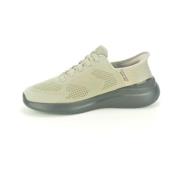 Taupe Lycra Slip-On Sneakers Skechers , Beige , Heren