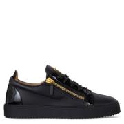 Zwarte leren lage sneakers met zijrits Giuseppe Zanotti , Black , Here...