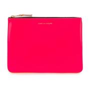 Fluo Leren Portemonnee in Roze Geel Comme des Garçons , Multicolor , D...