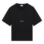 Korte mouw ronde hals T-shirt Saint Laurent , Black , Dames