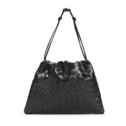 Zwarte Kalfsleren Trekkoordzak Bottega Veneta , Black , Dames