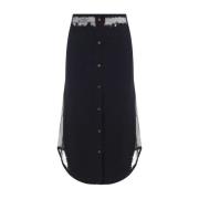 Asymmetrische Katoenen Rok met Transparante Panelen Diesel , Black , D...