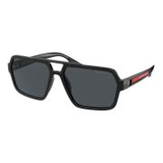 Zwart/Grijs Linea Rossa Zonnebril Prada , Black , Heren