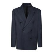 Zwarte Blazer Verhoog Stijl Verfijnde Silhouet Lardini , Black , Heren