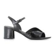 Zwarte leren sandalen met gekruiste bandjes DEL Carlo , Black , Dames