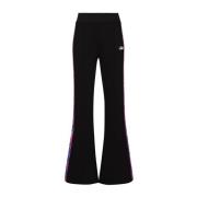 Zwarte Logo-Tape Flared Broek Off White , Black , Dames