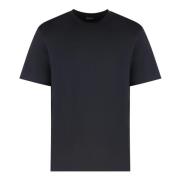 Geribbelde kraag katoenen ronde hals T-shirt Ermenegildo Zegna , Black...