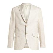 Witte Single-Breasted Jas Micro-Gestreept Etro , Beige , Heren