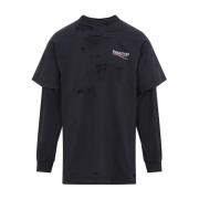 Zwart T-shirt & Polo Unisex Kleding Balenciaga , Black , Heren