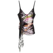 Zwarte Zijstrik V-hals Top Diesel , Multicolor , Dames