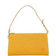 Pre-owned Leather clutches Louis Vuitton Vintage , Yellow , Dames