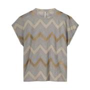 Zig Zag Cap Sleeve Top Summum Woman , Beige , Dames