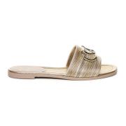 Gouden Slide Sandalen met VLogo Accessoire Valentino Garavani , Yellow...