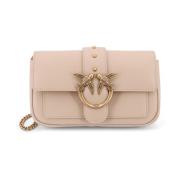 Love Birds Leren Schoudertas Pinko , Beige , Dames