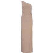 Glitter One Shoulder Avondjurk Swing , Beige , Dames