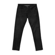 Blauwe Jeans met Zwarte Details Emporio Armani , Blue , Heren