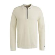 Lange Mouw Polo Katoen Modal Cast Iron , Beige , Heren