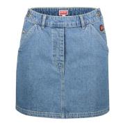 Geborduurde Denim Mini Rok Kenzo , Blue , Dames