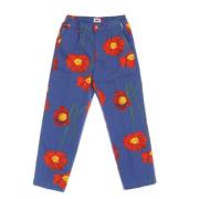 Bloemenprint katoenen canvas broek Obey , Blue , Heren