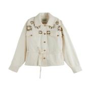 Versierde Katoenen Truckerjas Scotch & Soda , White , Dames