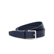 Blauwe leren riem met logogesp Orciani , Blue , Heren