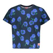 Bloemenprint Katoenen T-shirt Kenzo , Blue , Heren