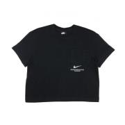 Swoosh Top Zwart/Wit T-Shirt Nike , Black , Dames