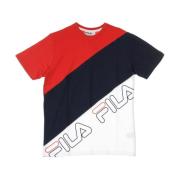 Rode Diagonale Blok Tee Heren T-shirt Fila , Multicolor , Heren